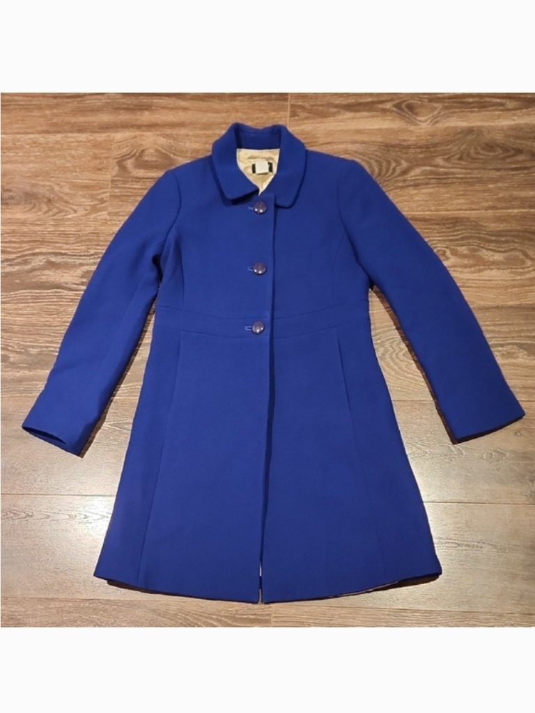 J Crew Y2k Lady Day Coat In Italian Double-Cloth Wool, Royal Blue, 4